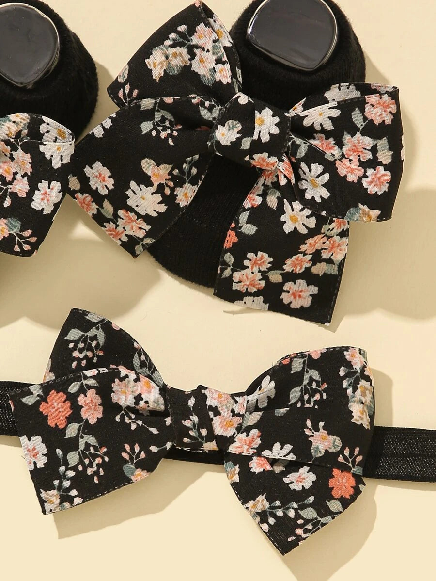 Baby Socks and Headband Set with Bow