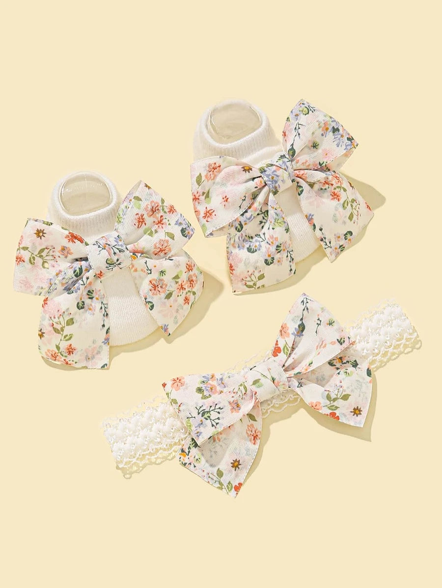 Baby Bow Headband and Socks Ensemble
