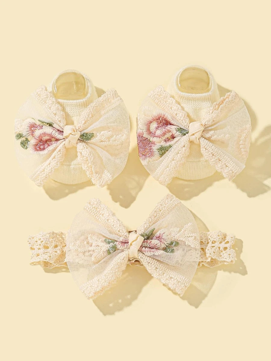 Stylish Baby Accessories: Headband with Bow and Socks