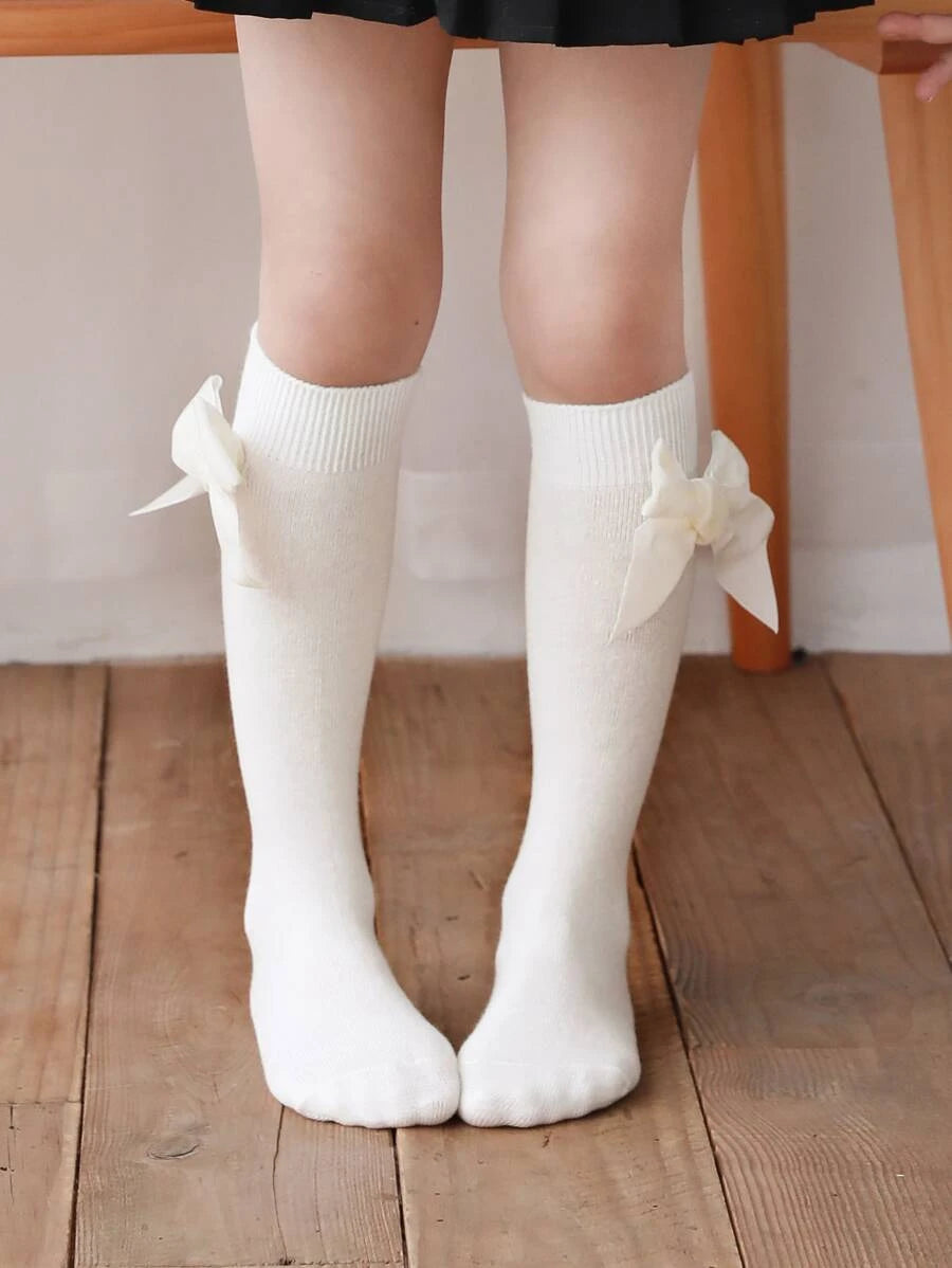 Personalized Embroidered Knee Socks for Girls. White 