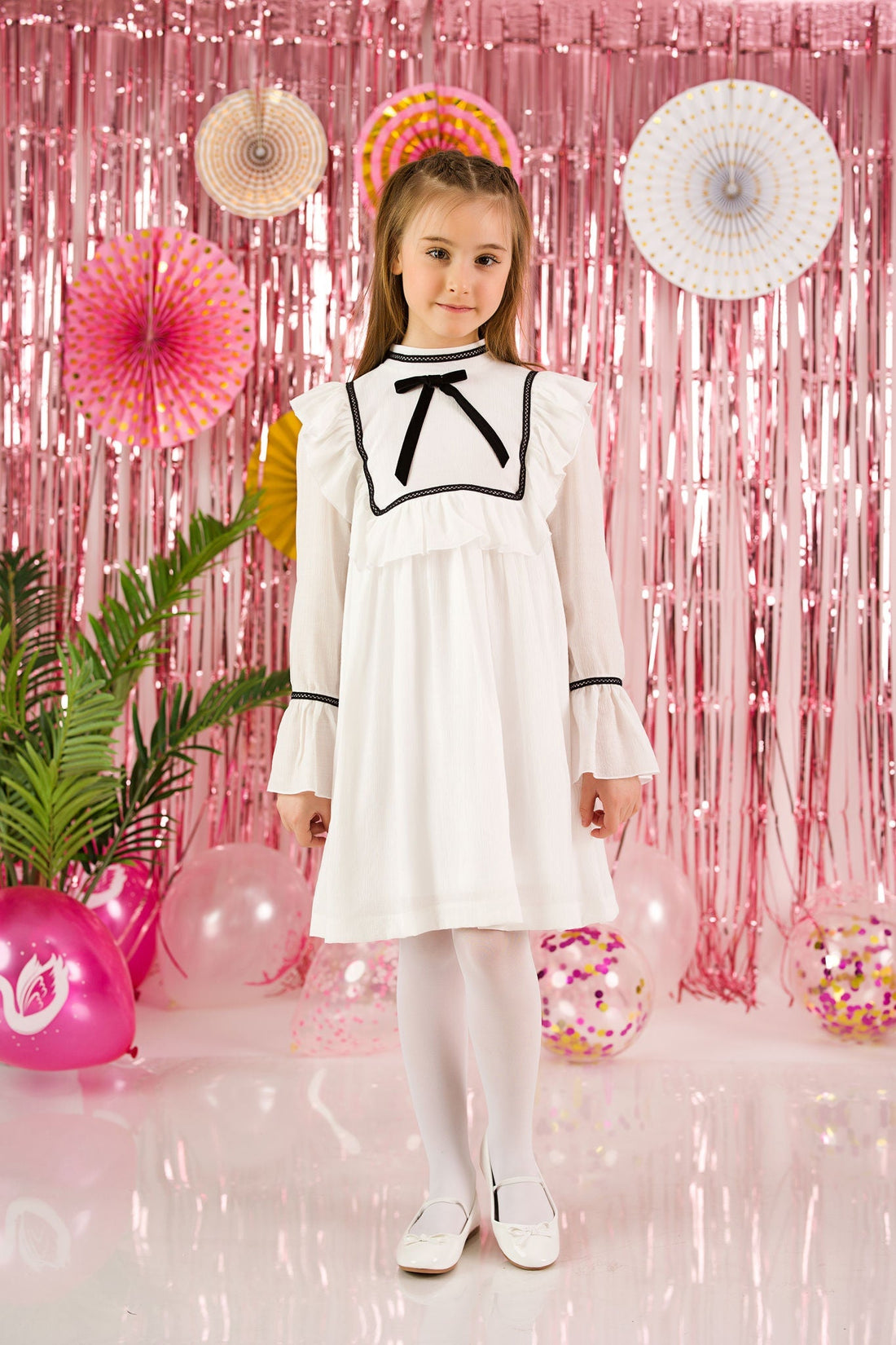 White Ruffled Dress for Girls