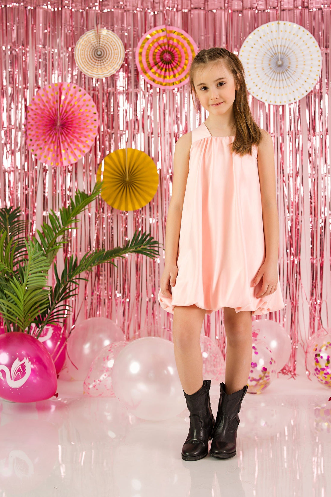 Salmon Puff Dress for Girls