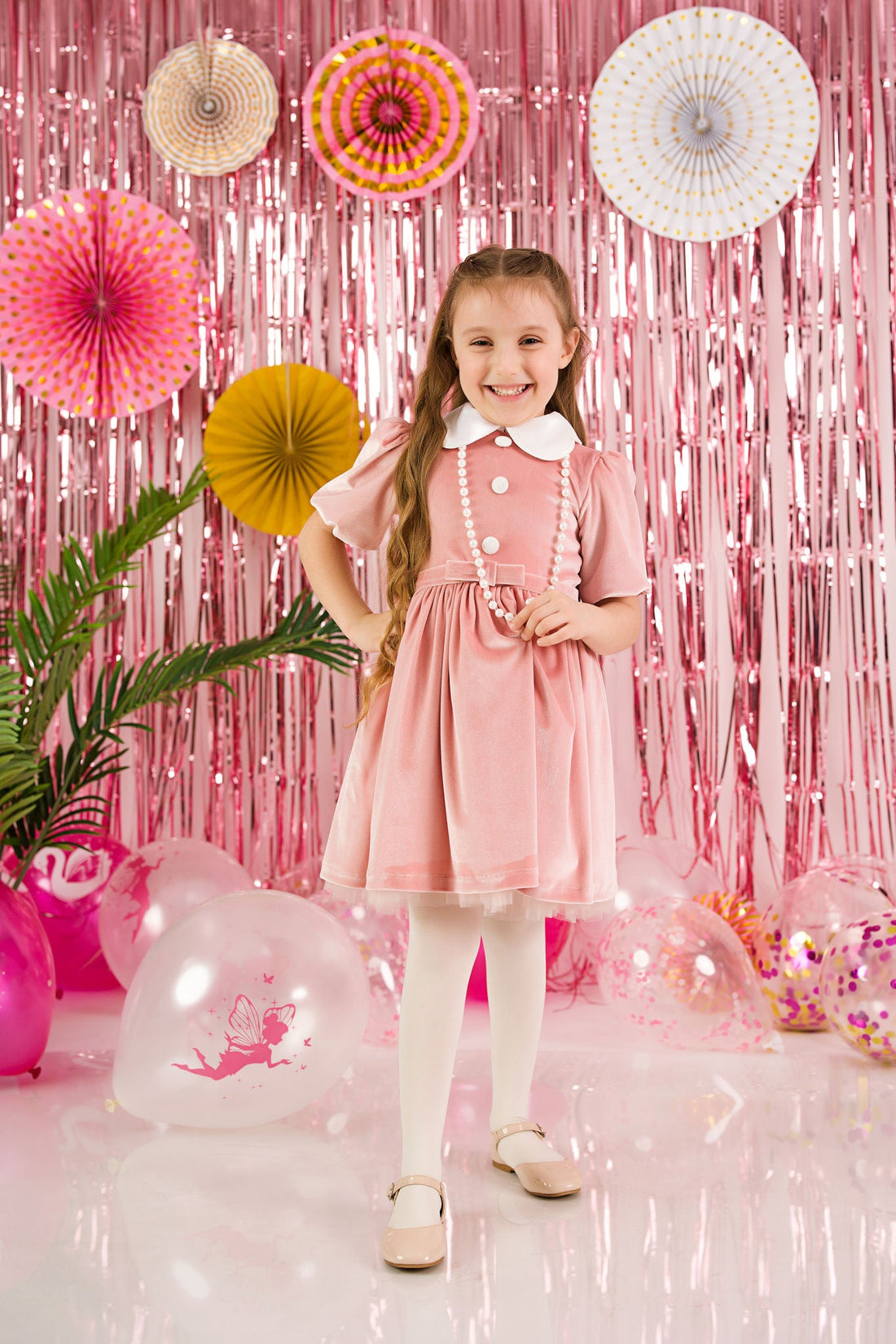 Pink Velvet Dress for Girls