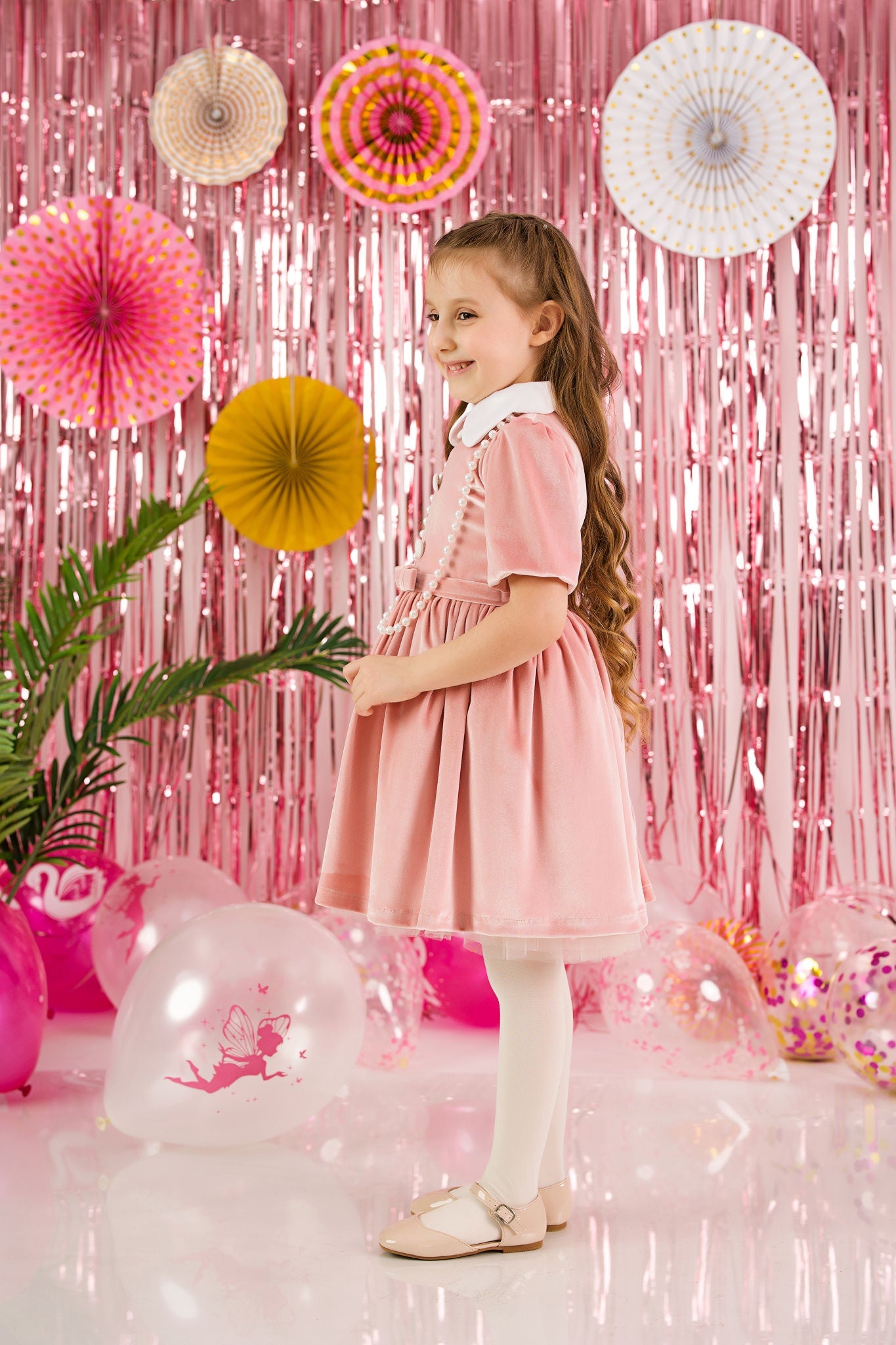 Charming Dress: Pink Velvet for Girls