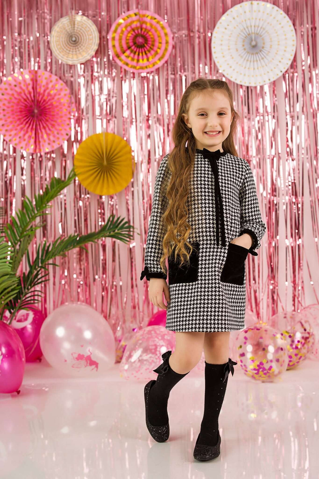 black and white dress