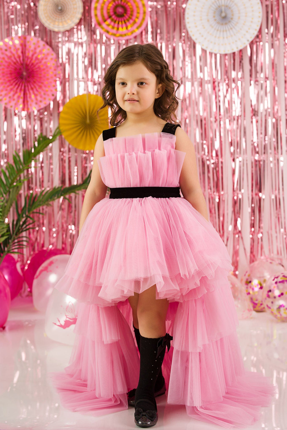 Pink Tulle Gown with Detachable Train