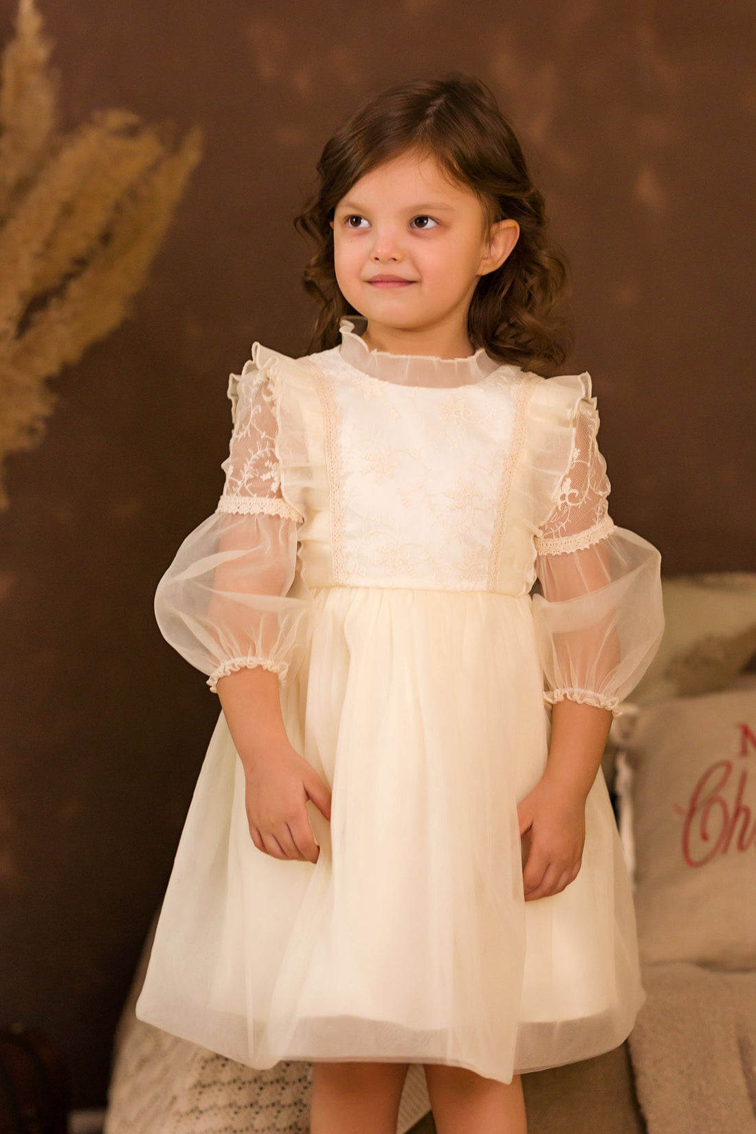 Vintage Lace Overlay Dress for Girls