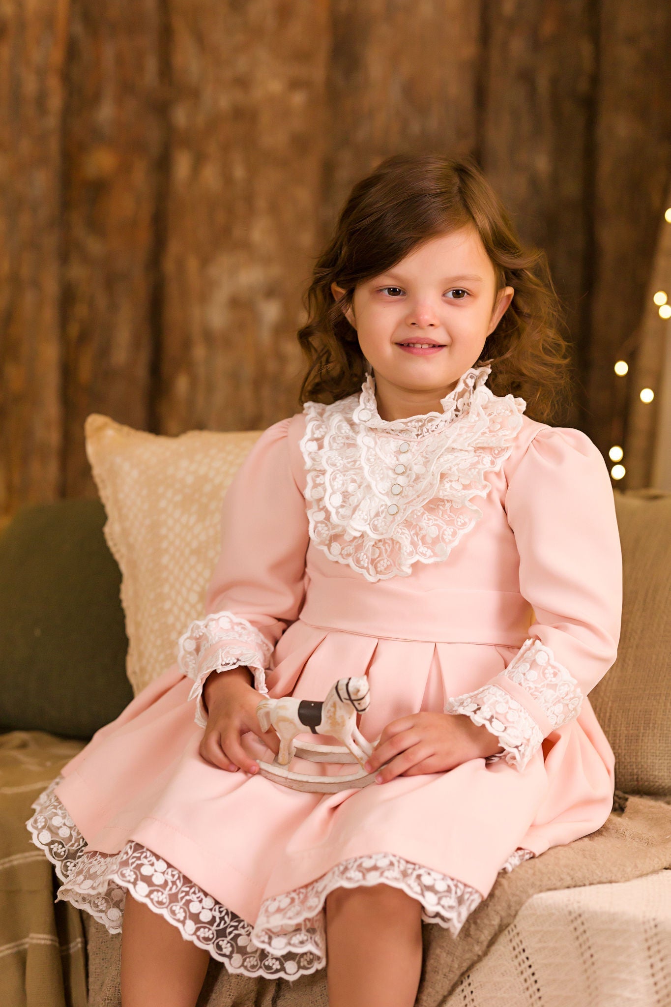 Charming Pink Dress: Vintage with Long Sleeves and Lace