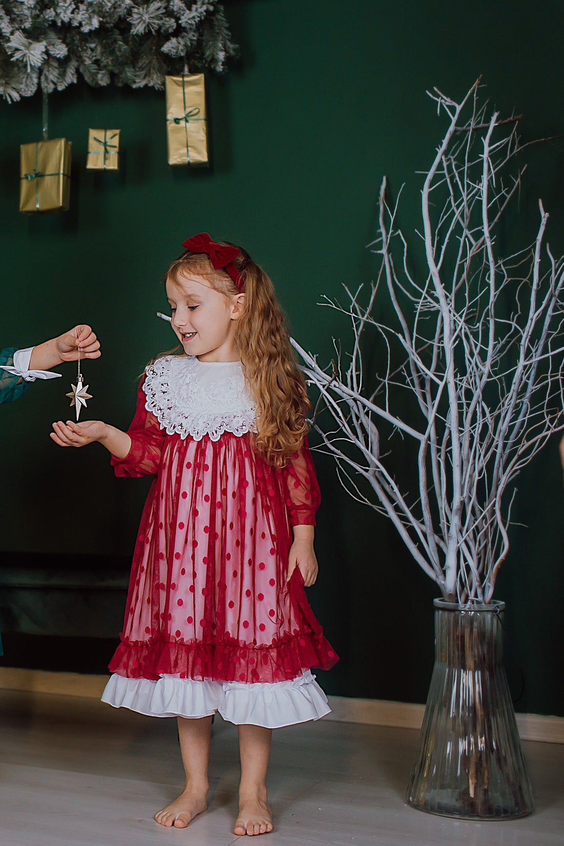 Pink Polka Dot Tulle Dress for Girls