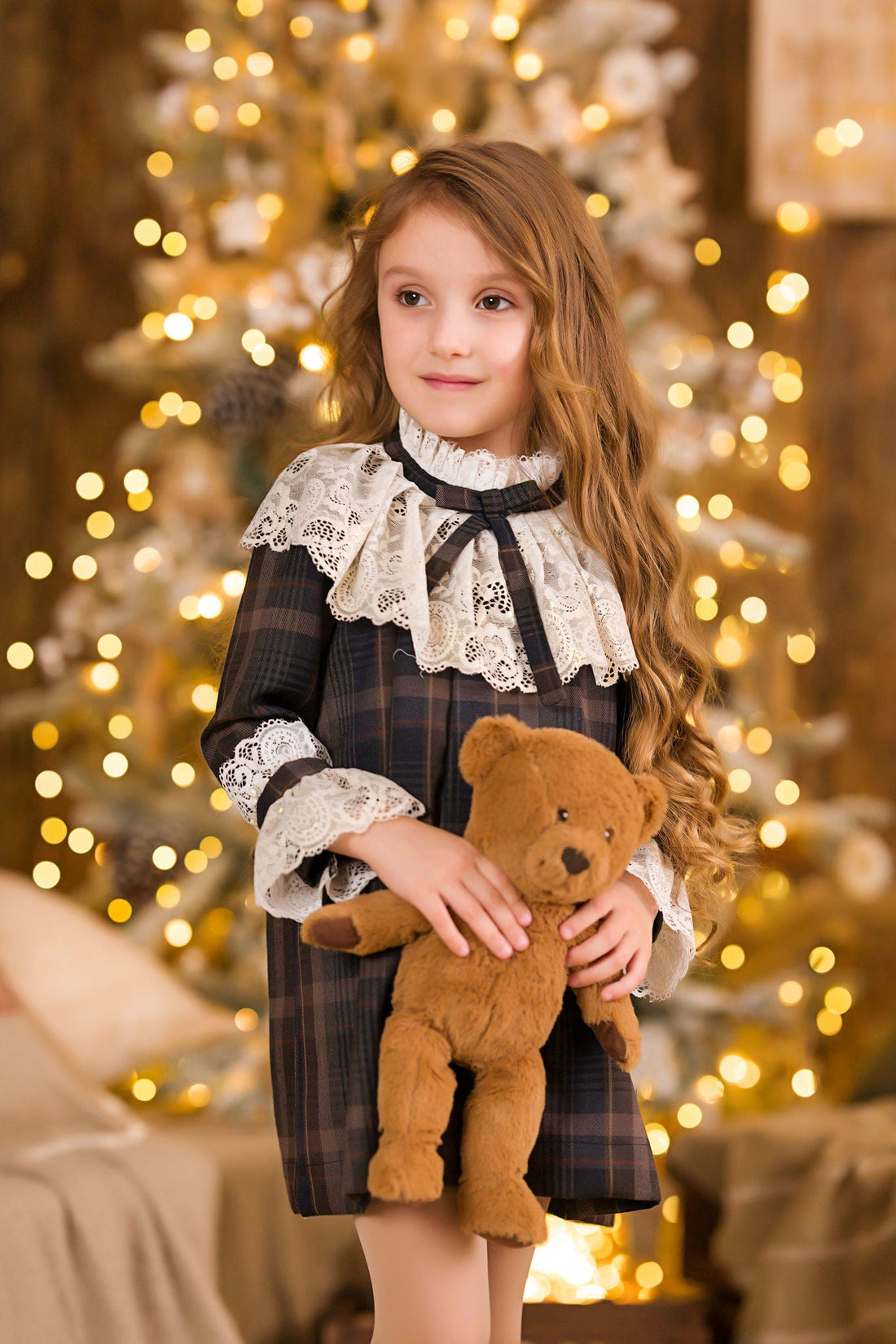 Brown Checkered Dress