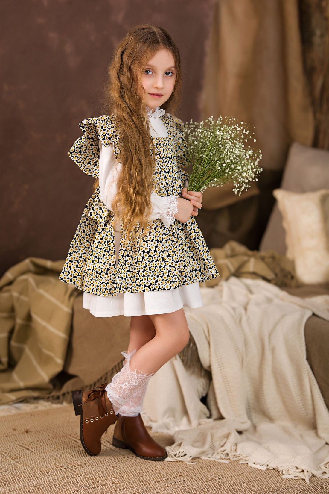 Vintage Floral Dress for Girls