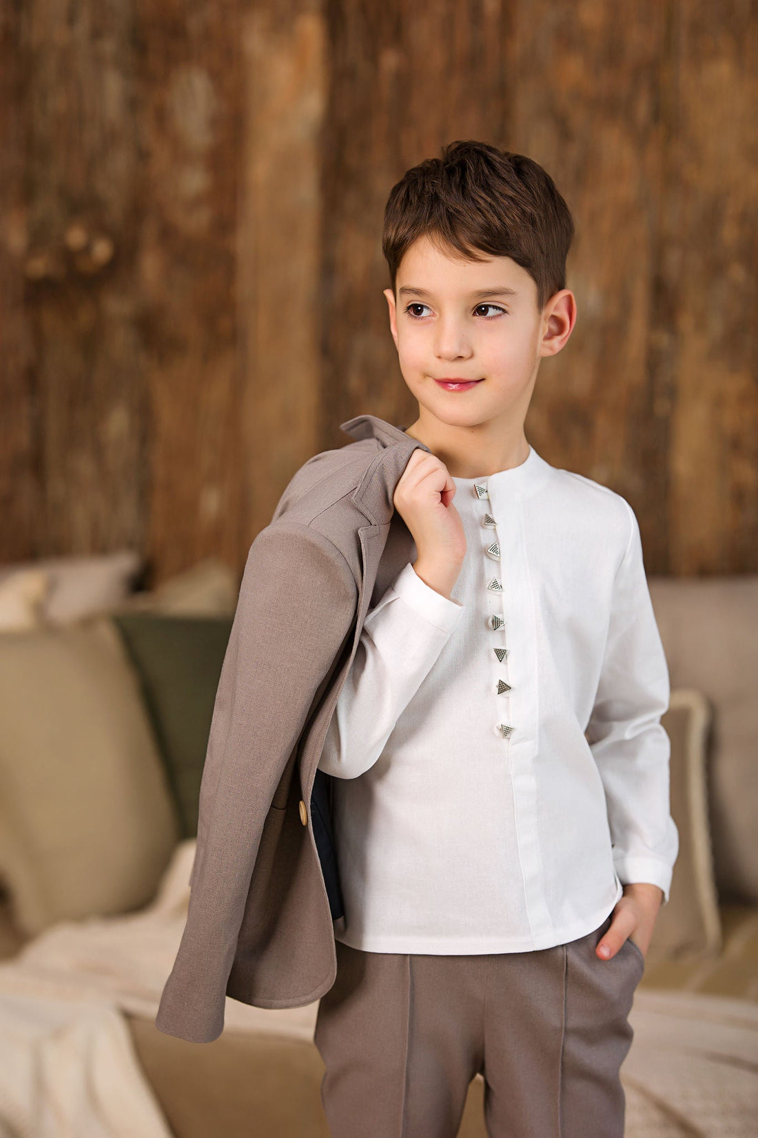 Boys White Linen Shirt