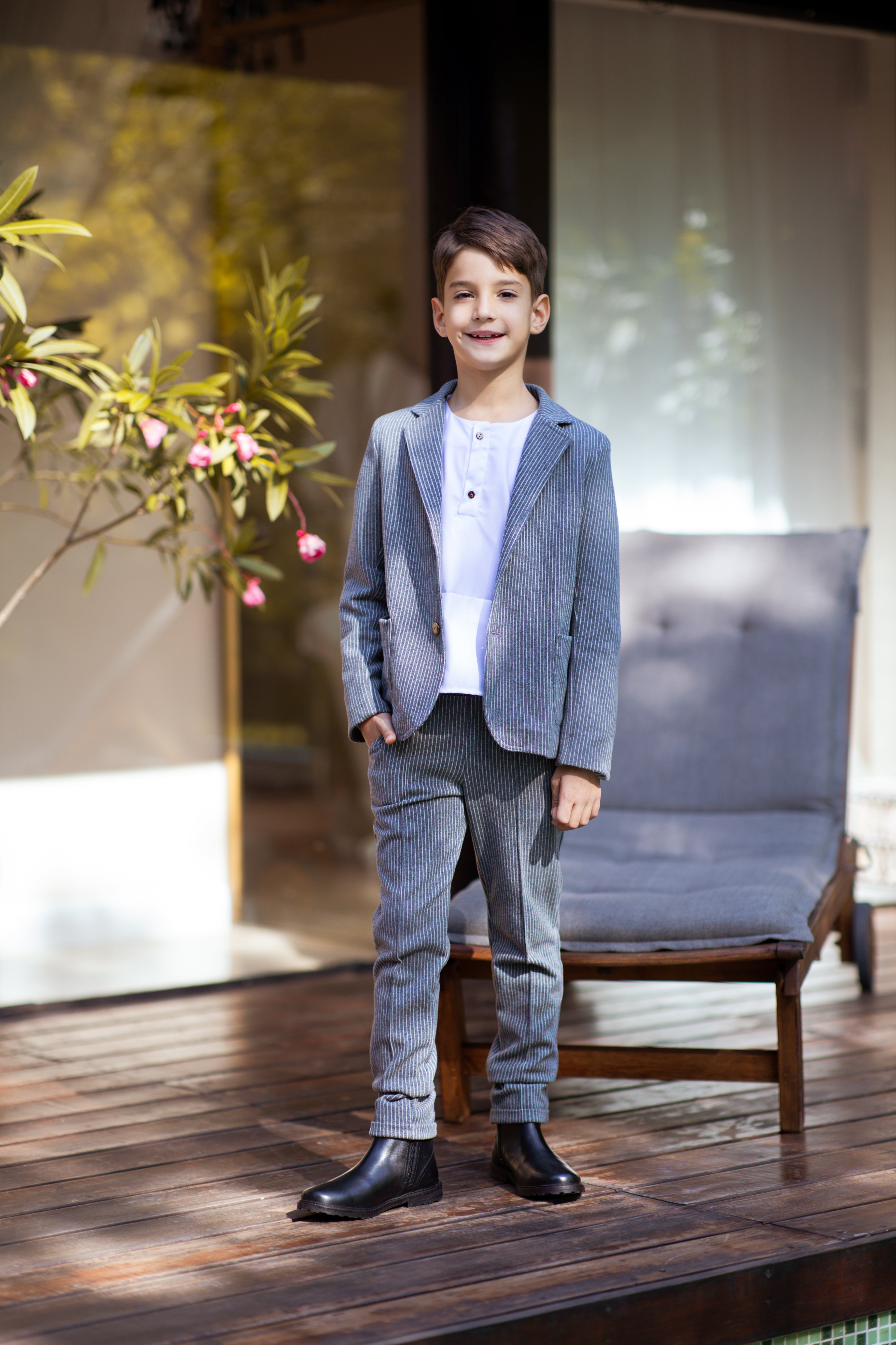 Grey blazer for kids sale