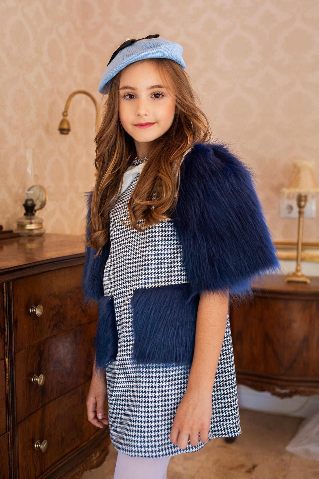 Dress with Blue Faux Fur