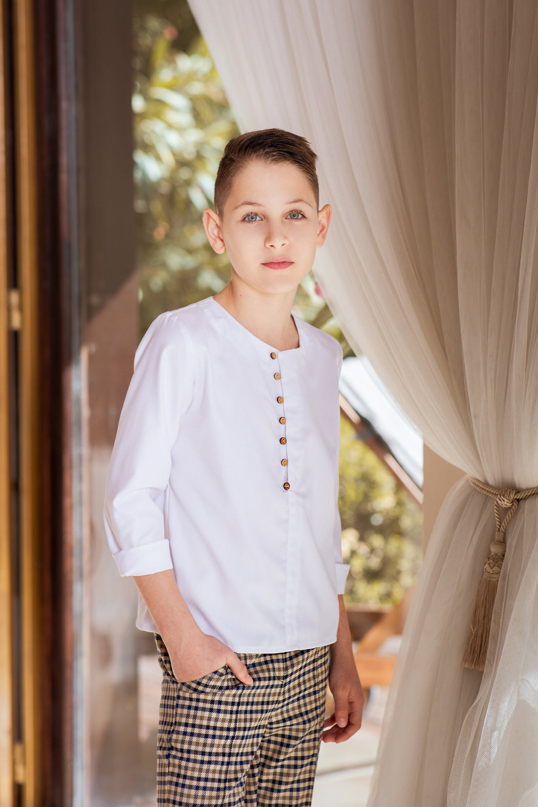 Poplin Shirt with Wooden Buttons